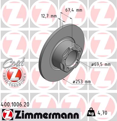 Bremsscheibe Vorderachse Zimmermann 400.1006.20 von Zimmermann