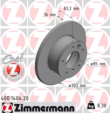 Bremsscheibe Vorderachse Zimmermann 400.1404.20 von Zimmermann