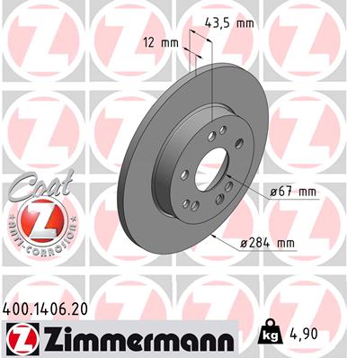 Bremsscheibe Vorderachse Zimmermann 400.1406.20 von Zimmermann