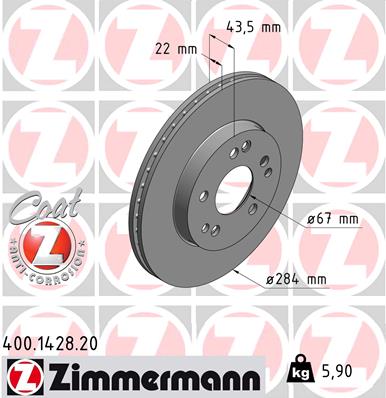 Bremsscheibe Vorderachse Zimmermann 400.1428.20 von Zimmermann