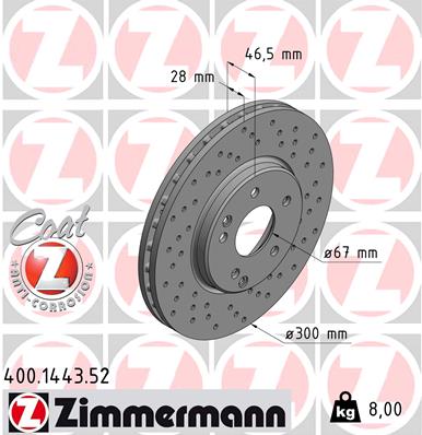 Bremsscheibe Vorderachse Zimmermann 400.1443.52 von Zimmermann