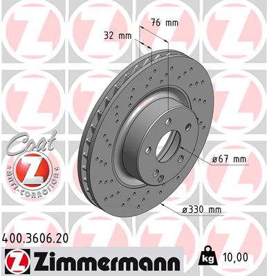 Bremsscheibe Vorderachse Zimmermann 400.3606.20 von Zimmermann