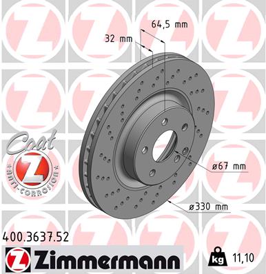 Bremsscheibe Vorderachse Zimmermann 400.3637.52 von Zimmermann