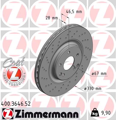 Bremsscheibe Vorderachse Zimmermann 400.3646.52 von Zimmermann