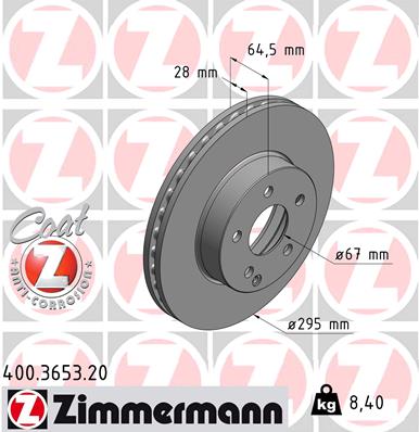 Bremsscheibe Vorderachse Zimmermann 400.3653.20 von Zimmermann