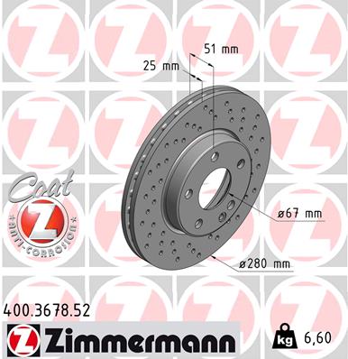 Bremsscheibe Vorderachse Zimmermann 400.3678.52 von Zimmermann