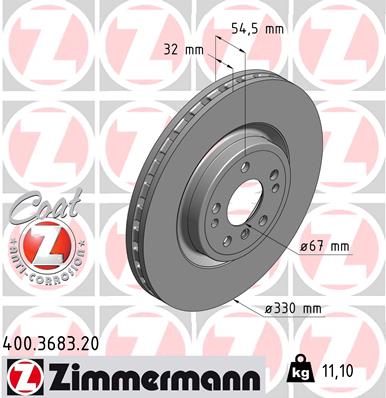 Bremsscheibe Vorderachse Zimmermann 400.3683.20 von Zimmermann