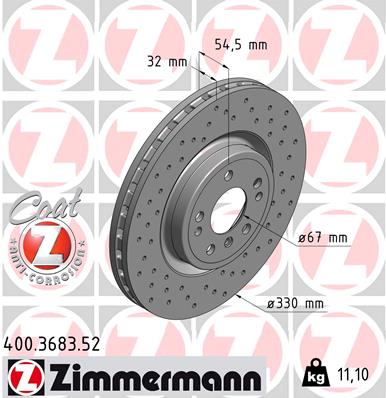 Bremsscheibe Vorderachse Zimmermann 400.3683.52 von Zimmermann