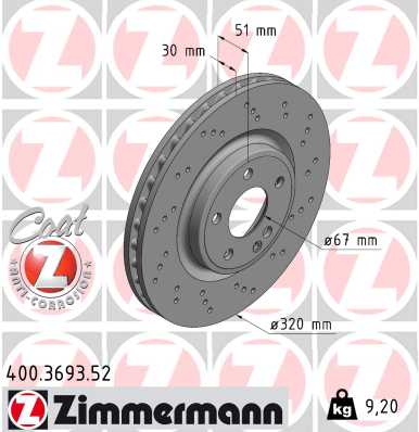 Bremsscheibe Vorderachse Zimmermann 400.3693.52 von Zimmermann