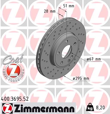 Bremsscheibe Vorderachse Zimmermann 400.3695.52 von Zimmermann