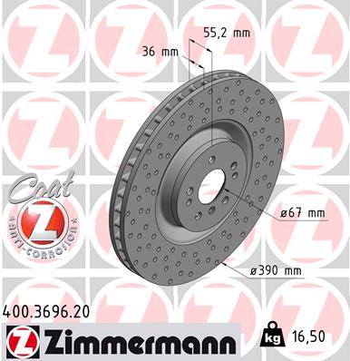 Bremsscheibe Vorderachse Zimmermann 400.3696.20 von Zimmermann