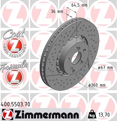 Bremsscheibe Vorderachse Zimmermann 400.5503.70 von Zimmermann