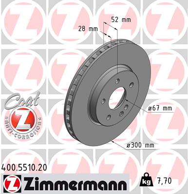 Bremsscheibe Vorderachse Zimmermann 400.5510.20 von Zimmermann