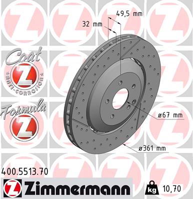 Bremsscheibe Vorderachse Zimmermann 400.5513.70 von Zimmermann