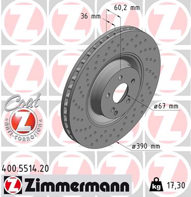 Bremsscheibe Vorderachse Zimmermann 400.5514.20 von Zimmermann