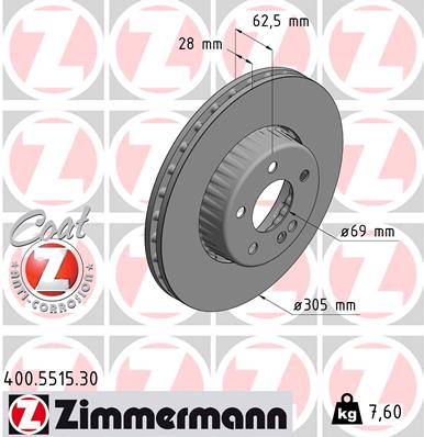 Bremsscheibe Vorderachse Zimmermann 400.5515.30 von Zimmermann