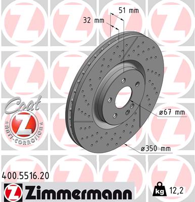 Bremsscheibe Vorderachse Zimmermann 400.5516.20 von Zimmermann