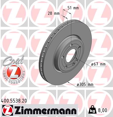 Bremsscheibe Vorderachse Zimmermann 400.5538.20 von Zimmermann