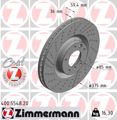 Bremsscheibe Vorderachse Zimmermann 400.5548.20 von Zimmermann