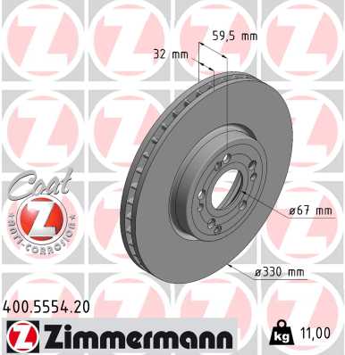 Bremsscheibe Vorderachse Zimmermann 400.5554.20 von Zimmermann