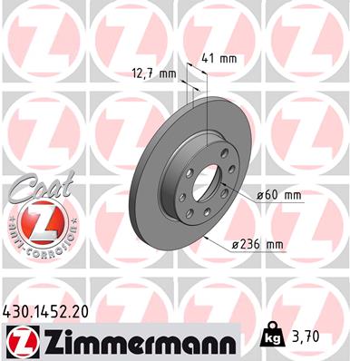 Bremsscheibe Vorderachse Zimmermann 430.1452.20 von Zimmermann