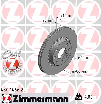 Bremsscheibe Vorderachse Zimmermann 430.1466.20 von Zimmermann