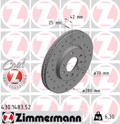 Bremsscheibe Vorderachse Zimmermann 430.1483.52 von Zimmermann