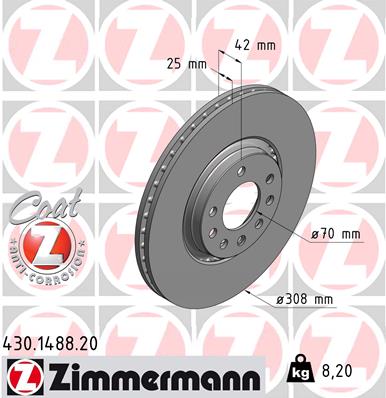 Bremsscheibe Vorderachse Zimmermann 430.1488.20 von Zimmermann