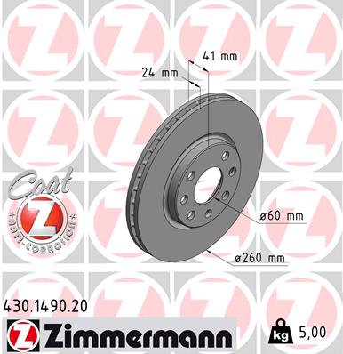 Bremsscheibe Vorderachse Zimmermann 430.1490.20 von Zimmermann