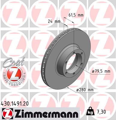 Bremsscheibe Vorderachse Zimmermann 430.1491.20 von Zimmermann