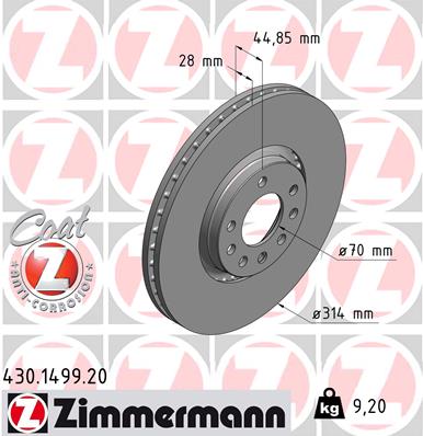 Bremsscheibe Vorderachse Zimmermann 430.1499.20 von Zimmermann