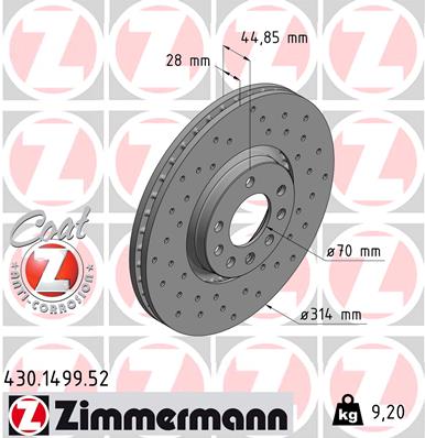 Bremsscheibe Vorderachse Zimmermann 430.1499.52 von Zimmermann