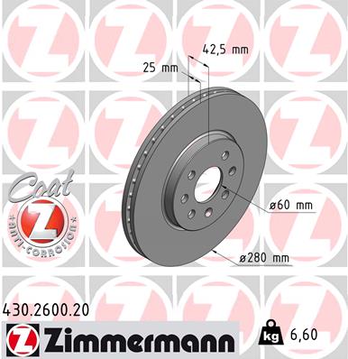 Bremsscheibe Vorderachse Zimmermann 430.2600.20 von Zimmermann