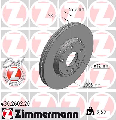 Bremsscheibe Vorderachse Zimmermann 430.2602.20 von Zimmermann