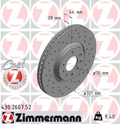 Bremsscheibe Vorderachse Zimmermann 430.2607.52 von Zimmermann