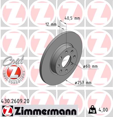 Bremsscheibe Vorderachse Zimmermann 430.2609.20 von Zimmermann