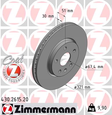 Bremsscheibe Vorderachse Zimmermann 430.2615.20 von Zimmermann