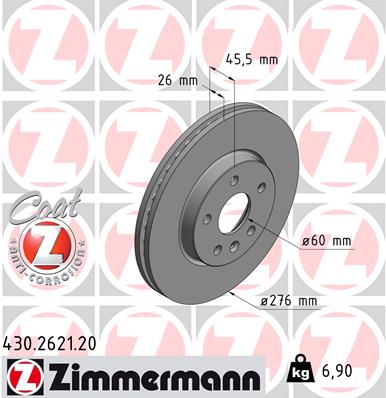 Bremsscheibe Vorderachse Zimmermann 430.2621.20 von Zimmermann