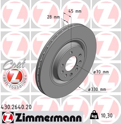 Bremsscheibe Vorderachse Zimmermann 430.2640.20 von Zimmermann