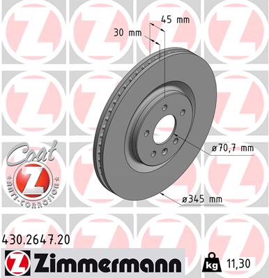 Bremsscheibe Vorderachse Zimmermann 430.2647.20 von Zimmermann