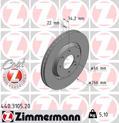 Bremsscheibe Vorderachse Zimmermann 440.3105.20 von Zimmermann