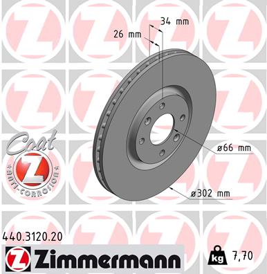 Bremsscheibe Vorderachse Zimmermann 440.3120.20 von Zimmermann