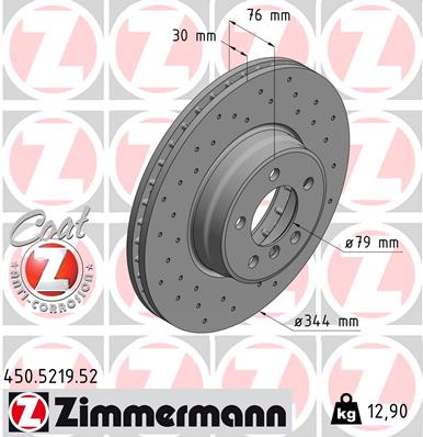 Bremsscheibe Vorderachse Zimmermann 450.5219.52 von Zimmermann