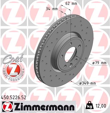 Bremsscheibe Vorderachse Zimmermann 450.5226.52 von Zimmermann