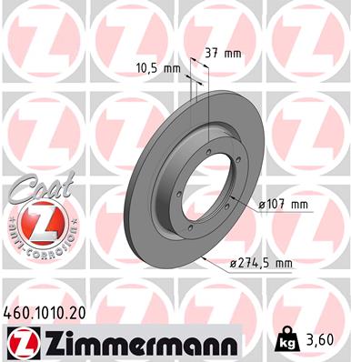 Bremsscheibe Vorderachse Zimmermann 460.1010.20 von Zimmermann