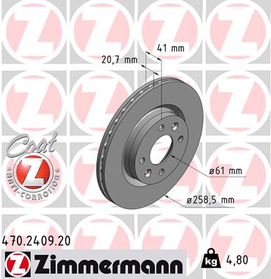 Bremsscheibe Vorderachse Zimmermann 470.2409.20 von Zimmermann