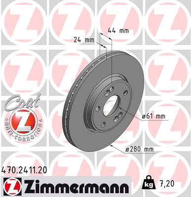 Bremsscheibe Vorderachse Zimmermann 470.2411.20 von Zimmermann