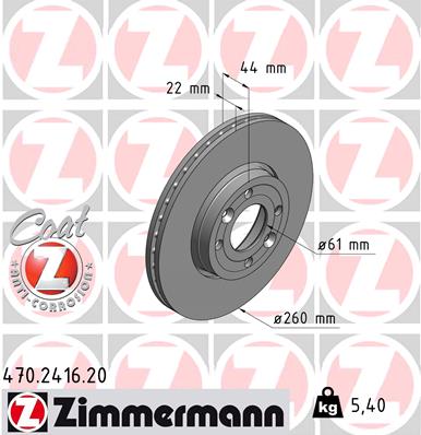 Bremsscheibe Vorderachse Zimmermann 470.2416.20 von Zimmermann