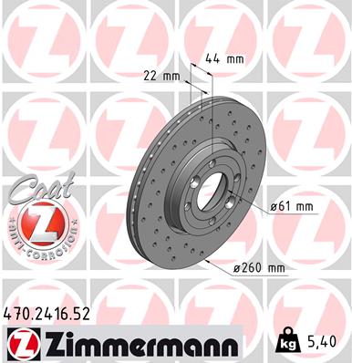 Bremsscheibe Vorderachse Zimmermann 470.2416.52 von Zimmermann