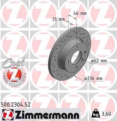 Bremsscheibe Vorderachse Zimmermann 500.2304.52 von Zimmermann